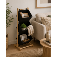 Έπιπλο MDF με 3 Επίπεδα Φυσικό/Μαύρο 30x19x81cm MRShome