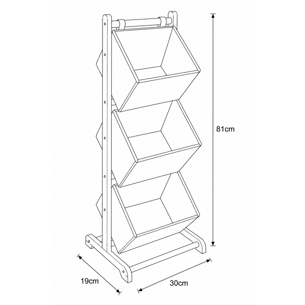 Έπιπλο MDF με 3 Επίπεδα Φυσικό/Μαύρο 30x19x81cm MRShome