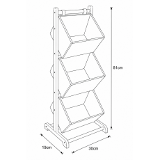 Έπιπλο MDF με 3 Επίπεδα Φυσικό/Μαύρο 30x19x81cm MRShome