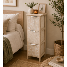 Συρταριέρα MDF με 3 Συρτάρια 25x25x77cm Μπεζ με Σχέδια MRShome