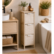 Συρταριέρα MDF με 3 Συρτάρια 25x25x77cm Μπεζ με Σχέδια MRShome