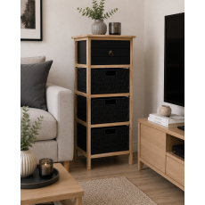 Έπιπλο MDF με 1 Ράφι και 3 Συρτάρια 37.5x27.5x86cm Μαύρο MRShome