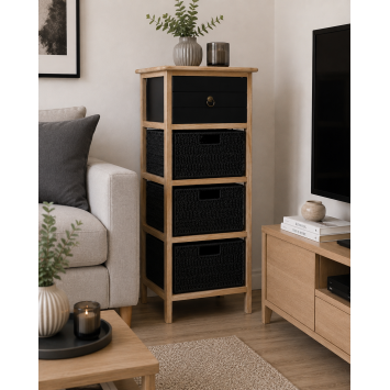 Έπιπλο MDF με 1 Ράφι και 3 Συρτάρια 37.5x27.5x86cm Μαύρο MRShome
