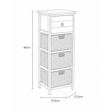 Έπιπλο MDF με 1 Ράφι και 3 Συρτάρια 37.5x27.5x86cm Μαύρο MRShome