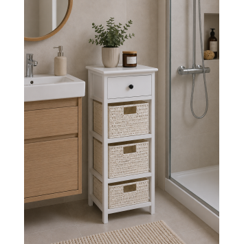 Συρταριέρα Λευκή MDF με 4 Συρτάρια 37.5x27.5x86cm MRShome