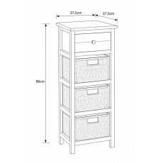 Συρταριέρα Λευκή MDF με 4 Συρτάρια 37.5x27.5x86cm MRShome