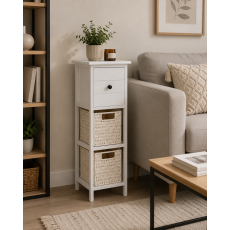 Συρταριέρα MDF με 3 Συρτάρια 25x25x77cm Λευκή MRShome
