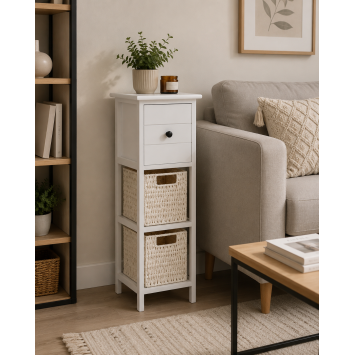 Συρταριέρα MDF με 3 Συρτάρια 25x25x77cm Λευκή MRShome