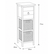 Συρταριέρα MDF με 3 Συρτάρια 25x25x77cm Φυσική/Μαύρη MRShome
