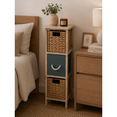 Έπιπλο MDF με 3 Συρτάρια από Υάκινθο 25x25x77cm Μπεζ/Λαδί MRShome