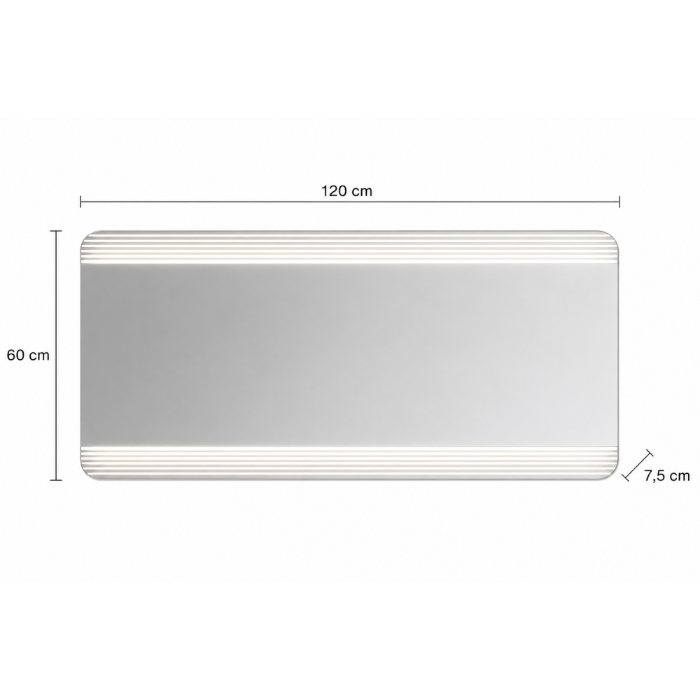 Καθρέπτης με Φωτισμό 120x7.5x60cm με Στρογγυλεμένες Γωνίες MRShome