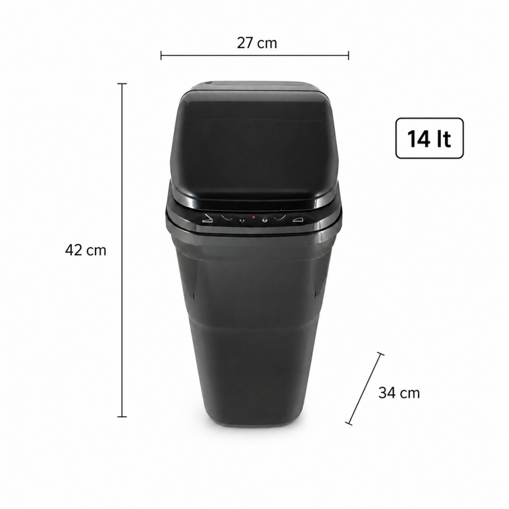 Αυτόματος Κάδος με Φωτοκύτταρο 14lt Μαύρος 27x34x42cm MRShome