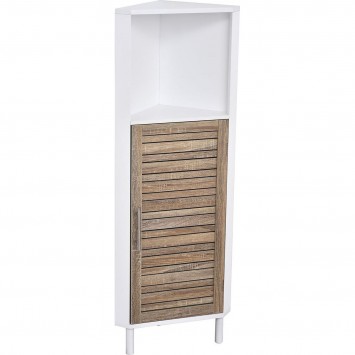 Έπιπλο Γωνιακό MDF/Βελανιδιά με 1 Ράφι και 1 Ντουλάπι με Ράφι στο Εσωτερικό Καφέ/Λευκό 30x30x118cm MRShome
