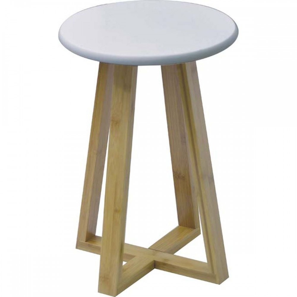 Σκαμπώ με Πόδια Bamboo Καφέ/Λευκό 31x31x42.5cm MRShome