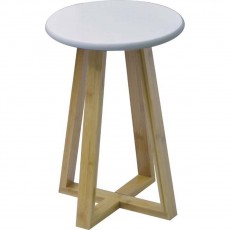 Σκαμπώ με Πόδια Bamboo Καφέ/Λευκό 31x31x42.5cm MRShome