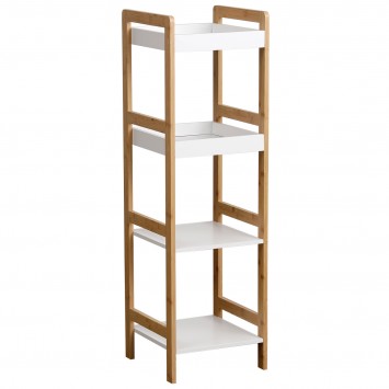 Ραφιέρα 4 θέσεων Bamboo/MDF Μπεζ/Λευκή 34x33x110cm MRShome