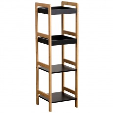Ραφιέρα 4 θέσεων Bamboo/MDF Μπεζ/Μαύρη 34x33x110cm MRShome