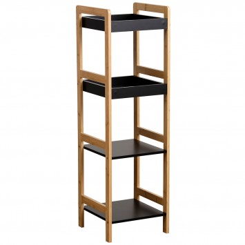 Ραφιέρα 4 θέσεων Bamboo/MDF Μπεζ/Μαύρη 34x33x110cm MRShome