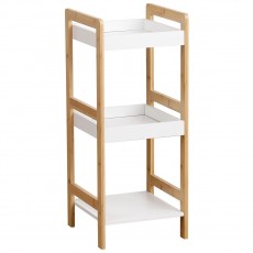 Ραφιέρα 3 θέσεων Bamboo/MDF Μπεζ/Λευκό 33x33x80cm MRShome