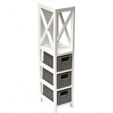 Έπιπλο MDF με 1 Ράφι και 3 Συρτάρια Γκρι/Λευκό 17x24x82cm MRShome