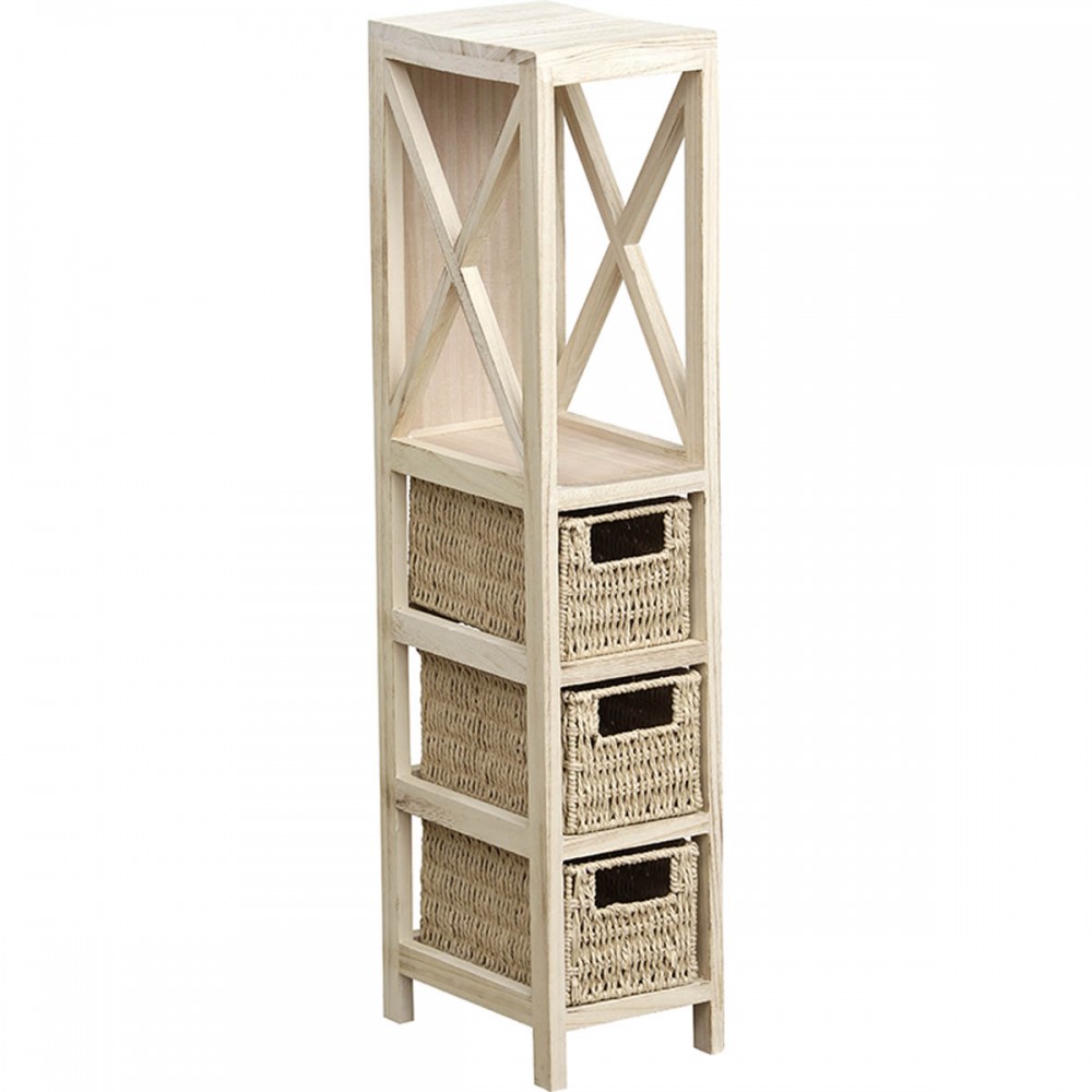 Έπιπλο MDF με 1 Ράφι και 3 Συρτάρια Μπεζ 17x24x82cm MRShome