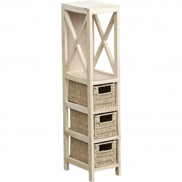 Έπιπλο MDF με 1 Ράφι και 3 Συρτάρια Μπεζ 17x24x82cm MRShome