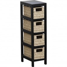Συρταριέρα MDF με 4 Συρτάρια 17x24x65cm Μπεζ/Μαύρο MRShome