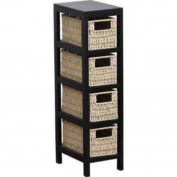 Συρταριέρα MDF με 4 Συρτάρια 17x24x65cm Μπεζ/Μαύρο MRShome