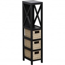 Έπιπλο MDF με 1 Ράφι και 3 Συρτάρια Μαύρο 17x24x82cm MRShome