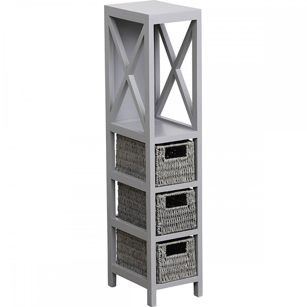 Έπιπλο MDF με 1 Ράφι και 3 Συρτάρια Γκρι 17x24x82cm MRShome