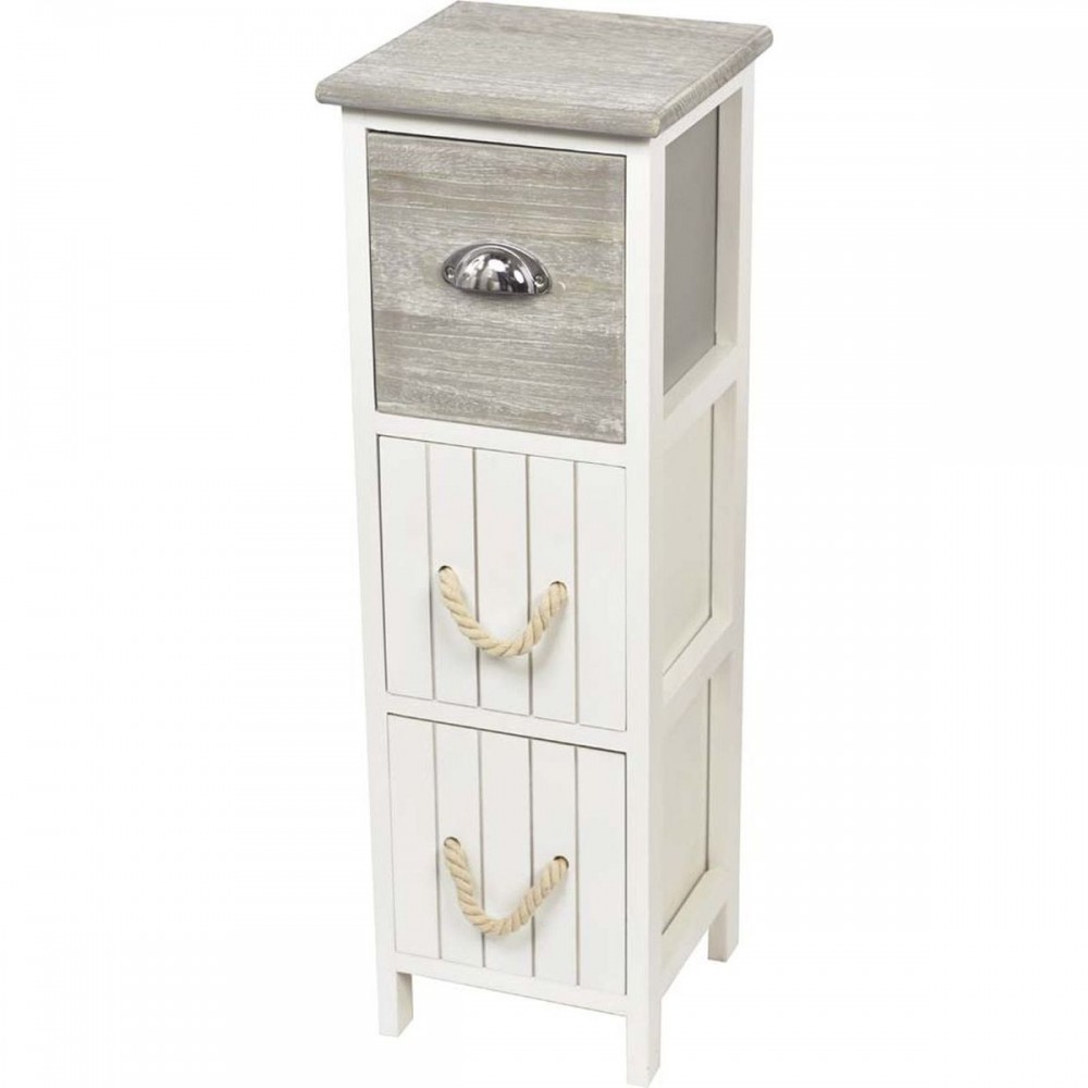 Συρταριέρα MDF με 3 Συρτάρια Γκρι/Λευκή 25x25x77cm MRShome