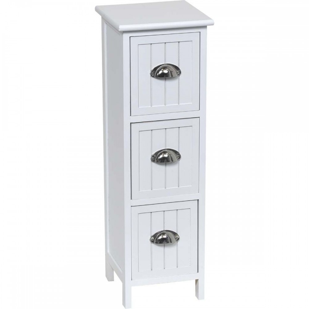 Συρταριέρα MDF με 3 Συρτάρια Λευκή 25x25x77cm MRShome