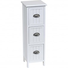 Συρταριέρα MDF με 3 Συρτάρια Λευκή 25x25x77cm MRShome