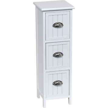 Συρταριέρα MDF με 3 Συρτάρια Λευκή 25x25x77cm MRShome