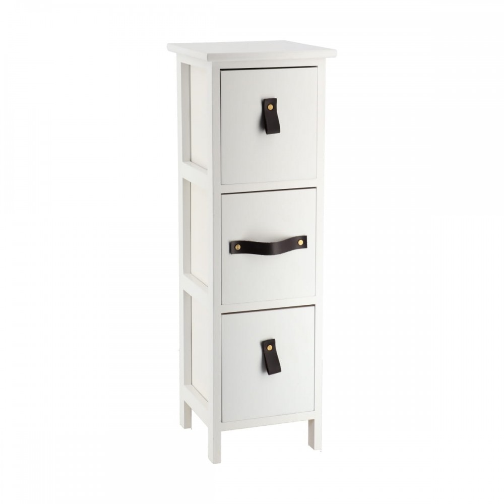 Συρταριέρα MDF με 3 Συρτάρια με Λαβές Λευκό 25x25x77cm MRShome