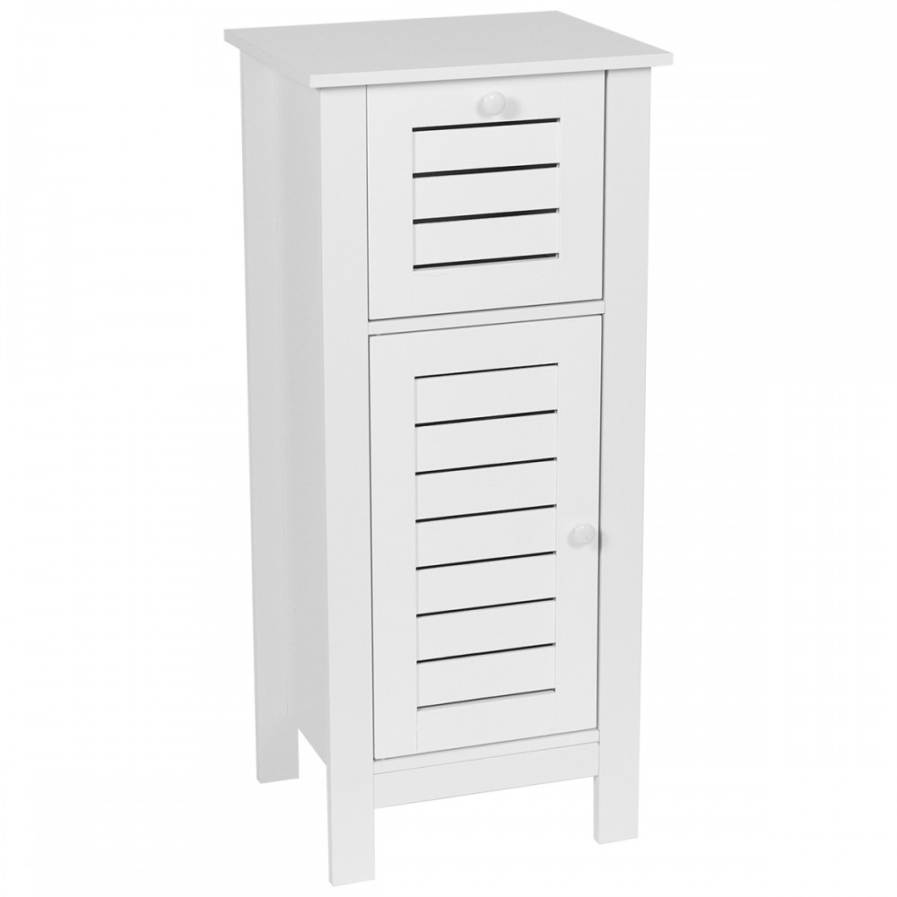 Έπιπλο MDF/Βελανιδιά με 1 Συρτάρι και 1 Ντουλάπι με Ράφι στο Εσωτερικό 36,5x30x83cm Λευκό MRShome
