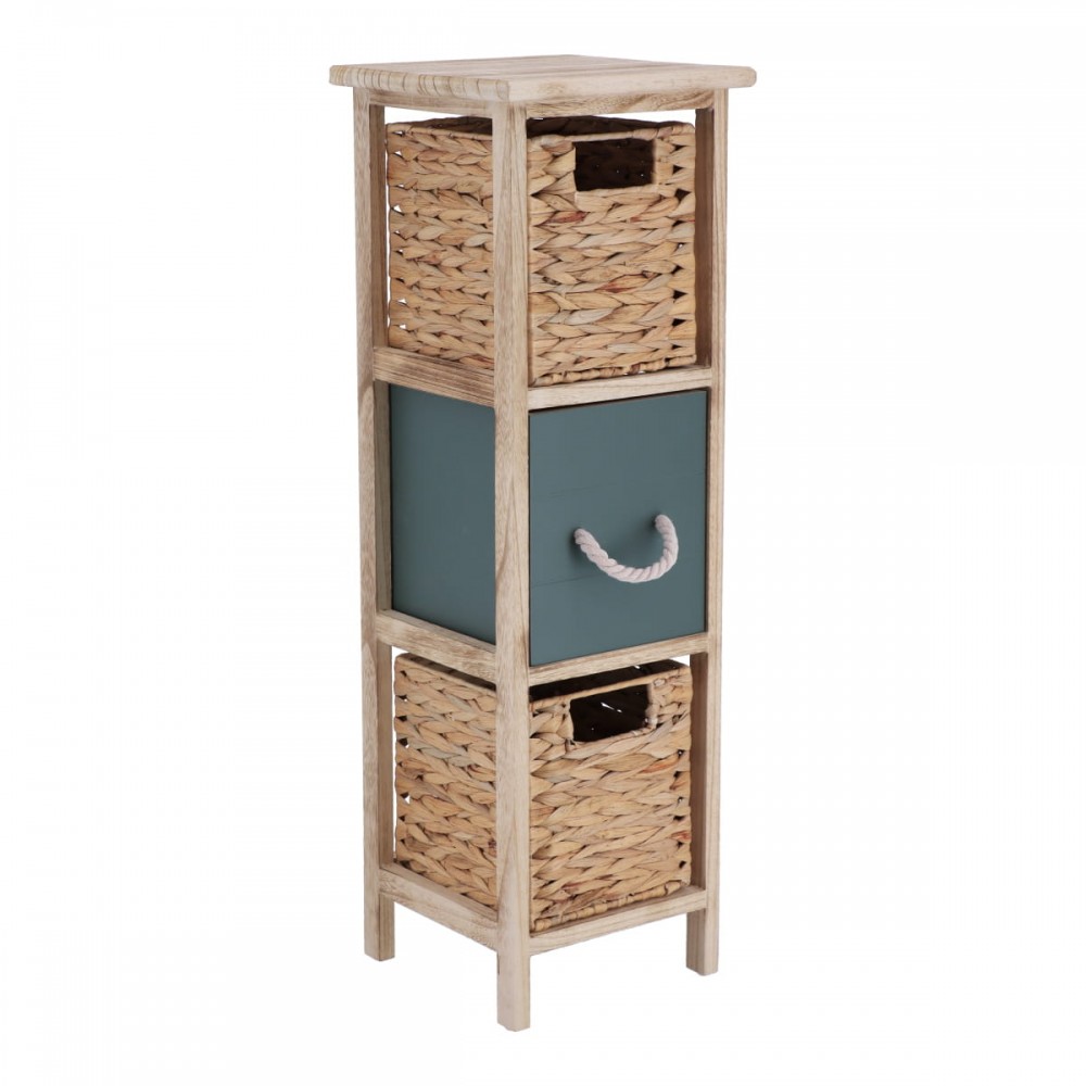 Έπιπλο MDF με 3 Συρτάρια από Υάκινθο 25x25x77cm Μπεζ/Λαδί MRShome