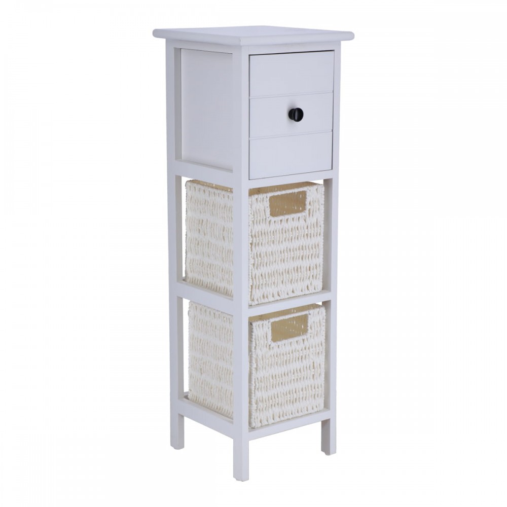 Συρταριέρα MDF με 3 Συρτάρια 25x25x77cm Λευκή MRShome