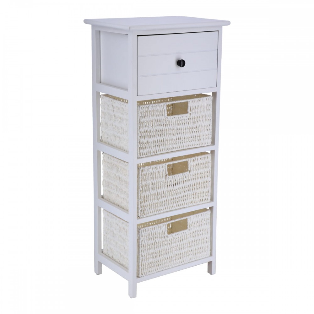 Συρταριέρα Λευκή MDF με 4 Συρτάρια 37.5x27.5x86cm MRShome