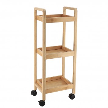 Ραφιέρα Bamboo/MDF με 3 Ράφια Φυσική με Ροδάκια 28.5x21x79cm MRShome