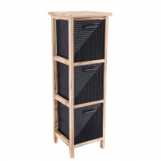 Συρταριέρα MDF με 3 Συρτάρια Φυσική/Μαύρη 25x25x77cm MRShome