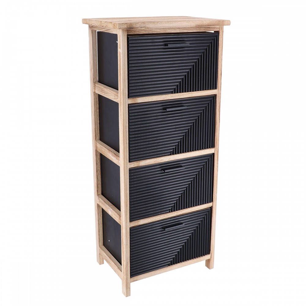 Συρταριέρα MDF με 4 Συρτάρια 37.5x27.5x86cm Φυσική/Μαύρη με Σχέδιο MRShome