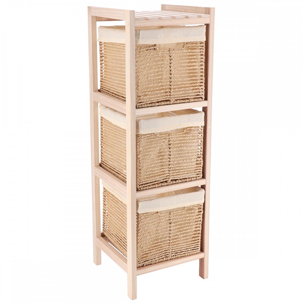 Συρταριέρα MDF με 3 Συρτάρια 25x25x77cm Μπεζ MRShome