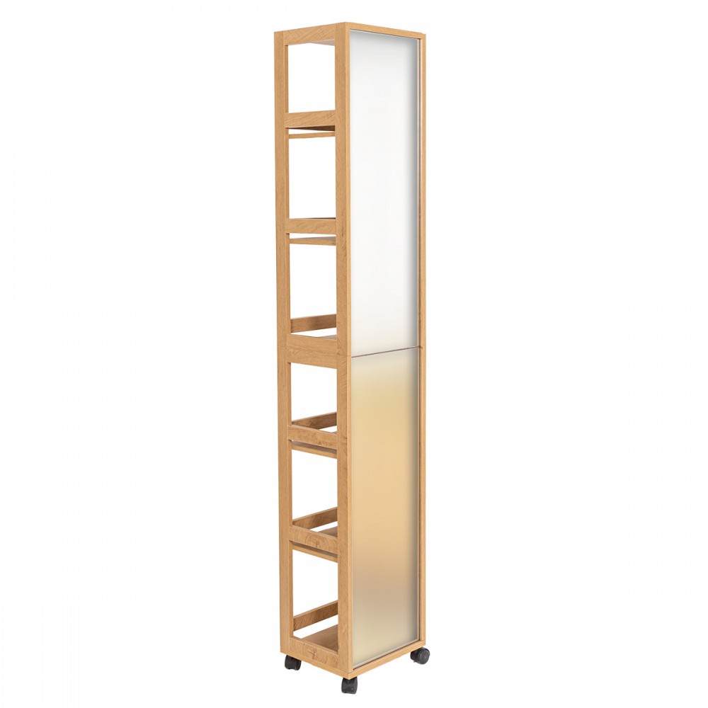 Ραφιέρα Ξύλινη Μπεζ με Ρόδες 30x25x167cm με Καθρέπτη στην πίσω όψη MRShome